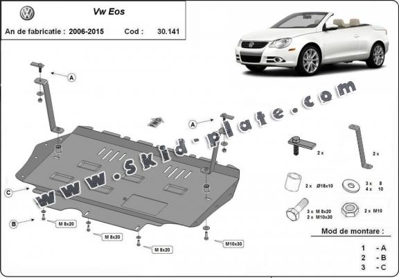 Steel skid plate for VW Eos