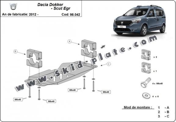 Steel skid plate for Stop&Go system, EGR  Dacia Dokker