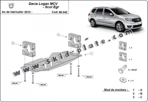 Steel skid plate for Stop&Go system, EGR  Dacia Logan MCV