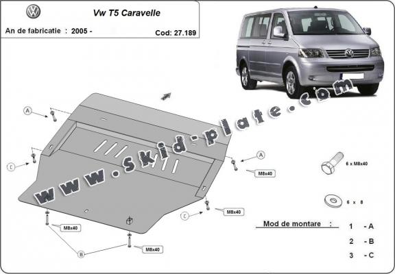 Steel skid plate for Volkswagen T5 Caravelle 