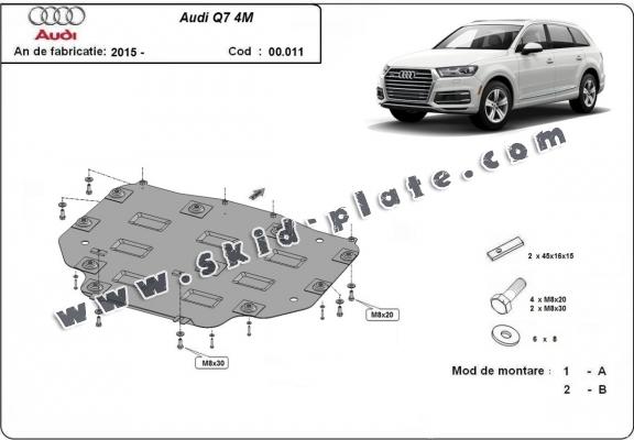Steel gearbox skid plate for Audi Q7 
