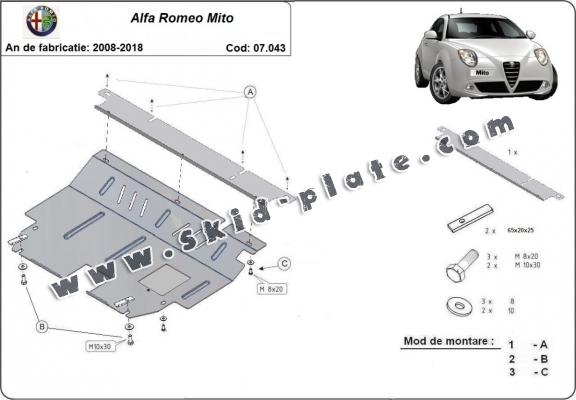 Steel skid plate for Alfa Romeo Mito