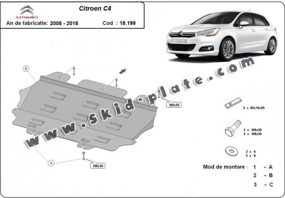 Steel skid plate for Citroen C4