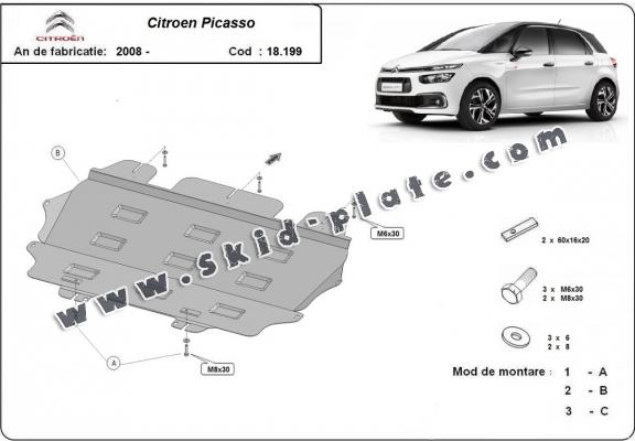 Steel skid plate for Citroen C4 Picasso