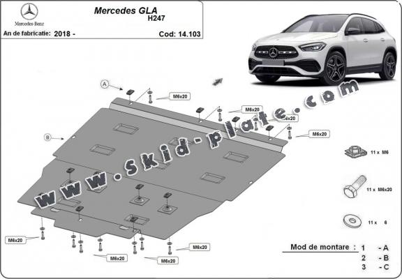 Steel skid plate for Mercedes GLA H247