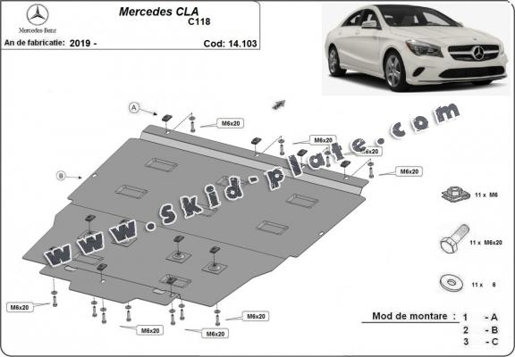 Steel skid plate for Mercedes CLA C118