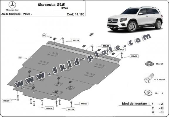 Steel skid plate for Mercedes GLB X247