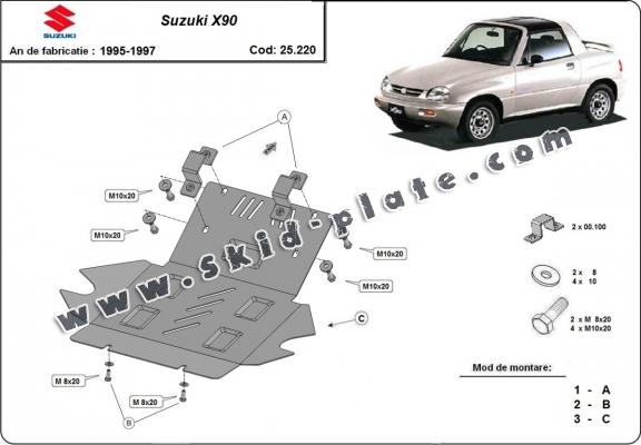 Steel skid plate for Suzuki X90