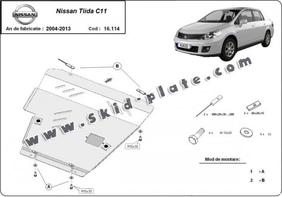 Steel skid plate for Nissan Tiida