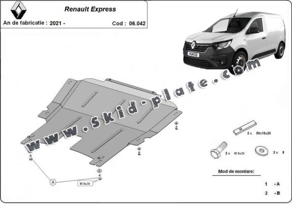 Steel skid plate for Renault Express
