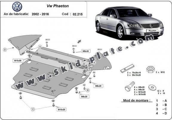 Steel skid plate for Volkswagen Phaeton