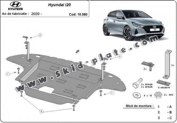 Steel skid plate for Hyundai i20