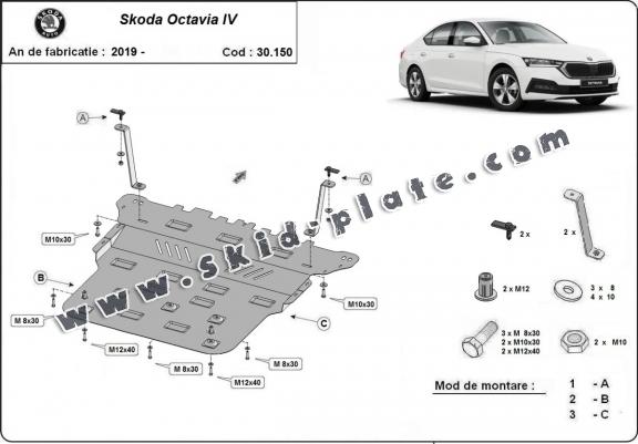 Steel skid plate for Skoda Octavia 4