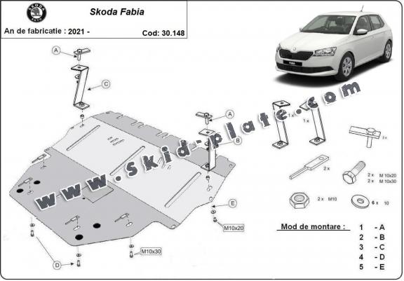 Steel skid plate for Skoda Fabia 4