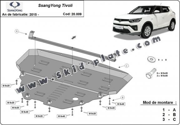 Steel skid plate for SsangYong Tivoli