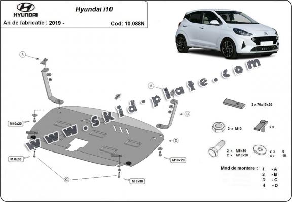 Steel skid plate for Hyundai i10