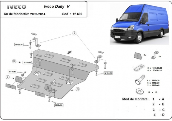 Steel skid plate for Iveco Daily 5