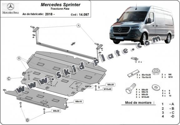 Steel skid plate for Mercedes Sprinter-FWD