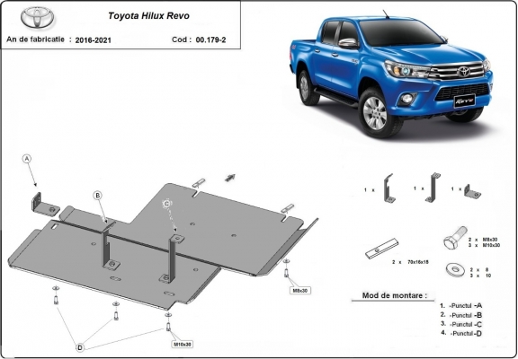 Aluminum differential skid plate for Toyota Hilux Revo