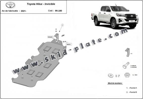 Steel fuel tank skid plate  for Toyota Hilux Invincible