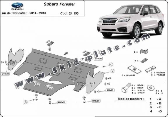 Steel skid plate for Subaru Forester 4