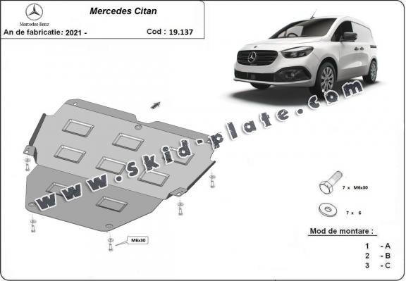 Steel skid plate for Mercedes Citan