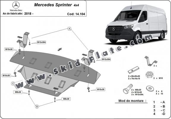 Steel skid plate for Mercedes Sprinter 907 4x4