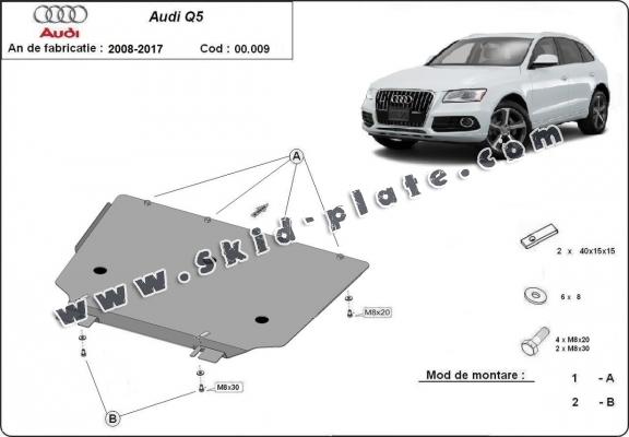 Steel gearbox skid plate for Audi Q5