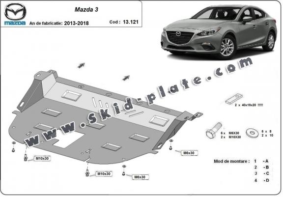 Steel skid plate for Mazda 3
