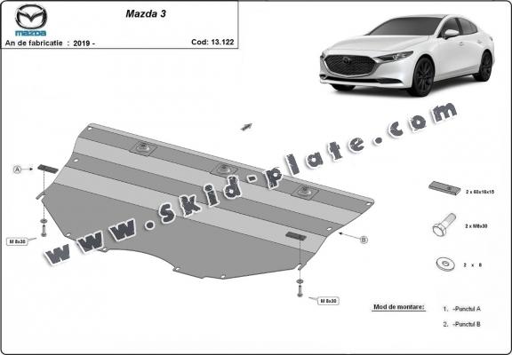 Steel skid plate for Mazda 3