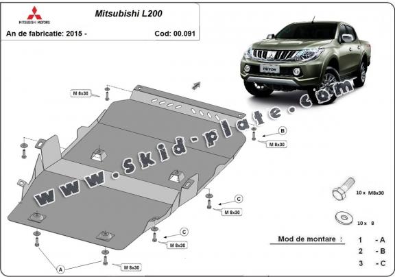 Steel skid plate for Mitsubishi L200