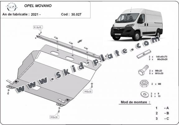 Steel skid plate for Opel Movano C 