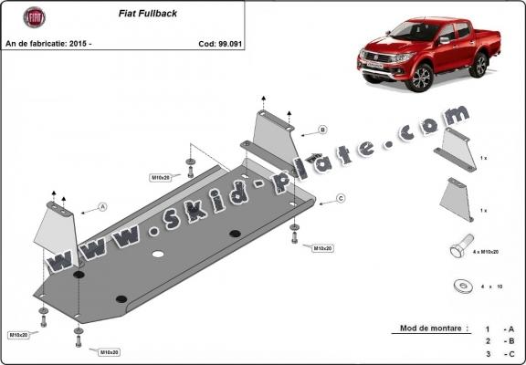 Steel fuel tank skid plate for Fiat Fullback