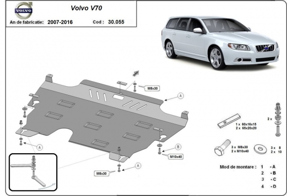 Steel skid plate for Volvo V70