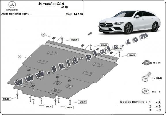 Steel skid plate for Mercedes CLA C118