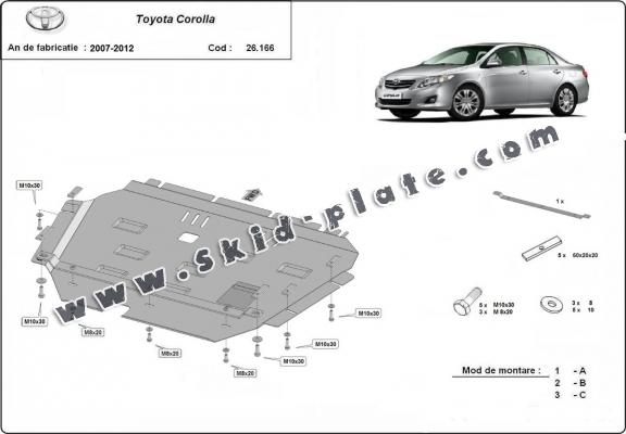 Steel skid plate for Toyota Corolla