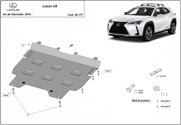 Steel skid plate for Lexus UX