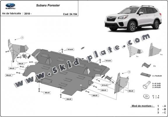 Steel skid plate for Subaru Forester 5