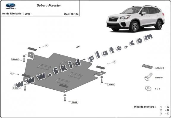 Steel gearbox skid plate for Subaru Forester 5