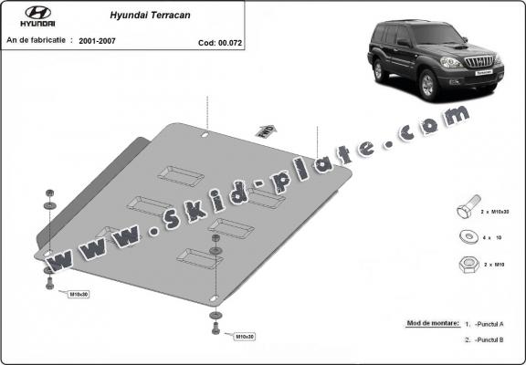 Steel gearbox skid plate for Hyundai Terracan