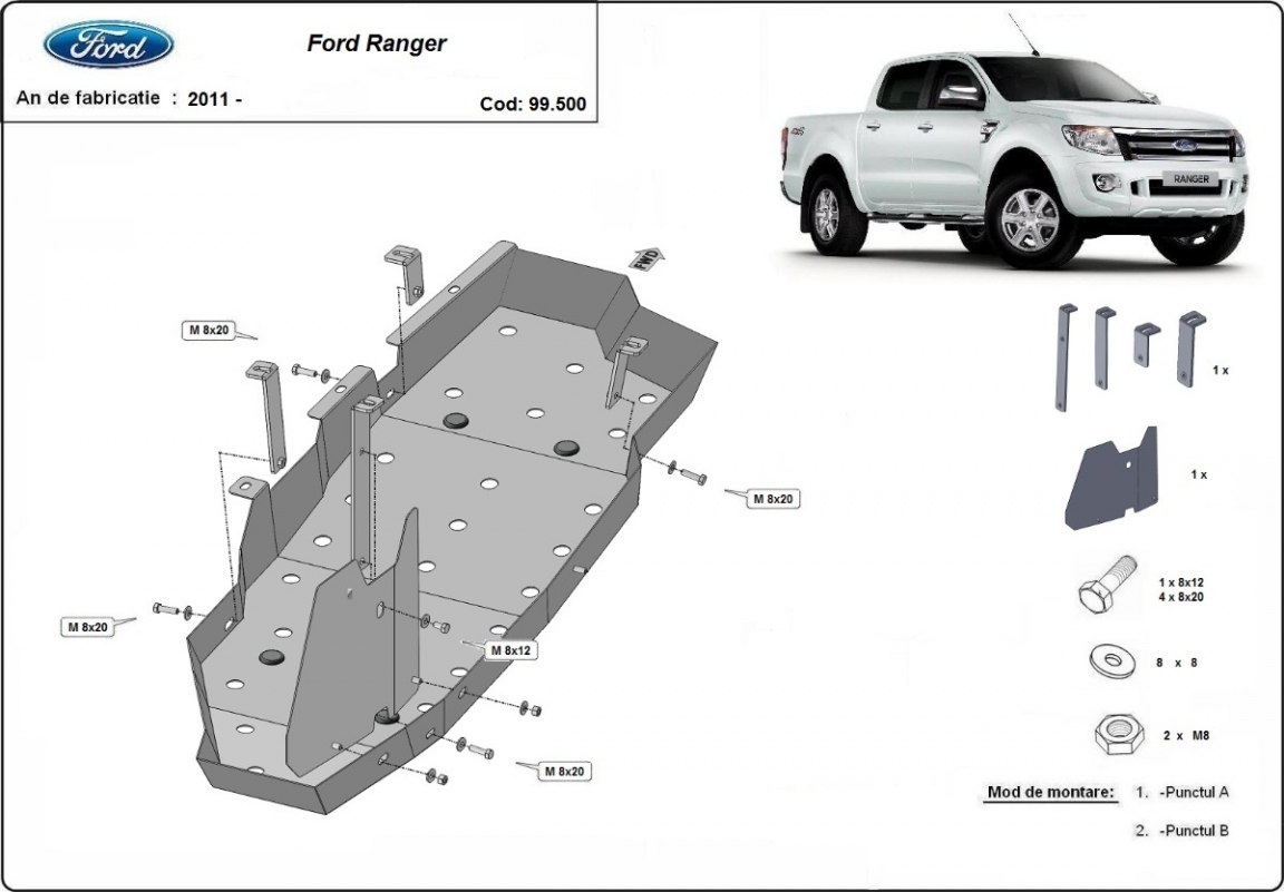 thumbnail image 2 of Fuel Tank Skid Plate For 1980-1996 Ford Bronco – Heavy Duty Steel 2 of 6
