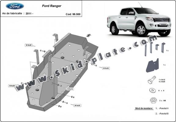 Steel fuel tank skid plate  for Ford Ranger