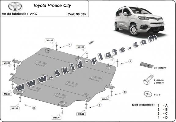 Steel skid plate for Toyota Proace City