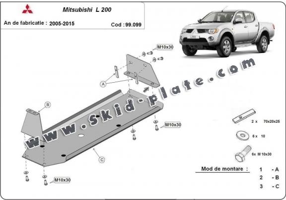 Steel fuel tank skid plate  for Mitsubishi L 200