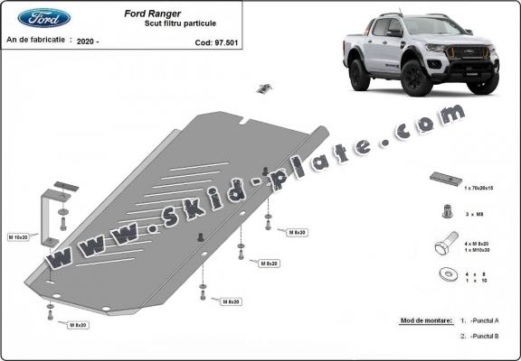 Steel DPF skid plate  for Ford Ranger