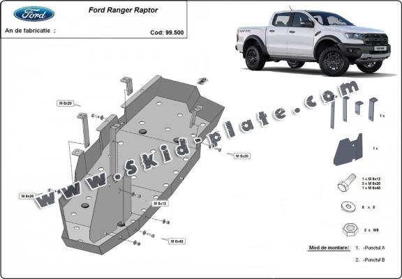 Steel fuel tank skid plate  for Ford Ranger Raptor