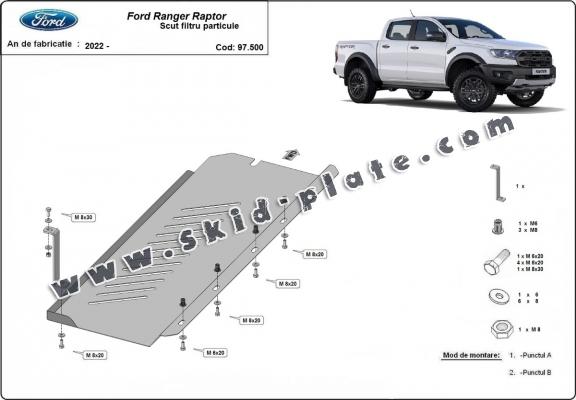 Steel DPF skid plate  for Ford Ranger Raptor