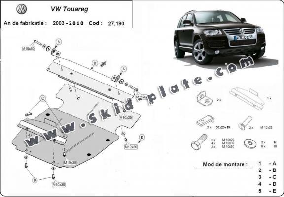 Steel skid plate for Volkswagen Touareg 7L