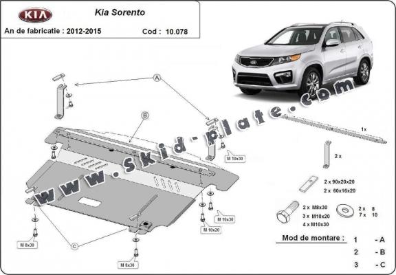 Steel skid plate for Kia Sorento