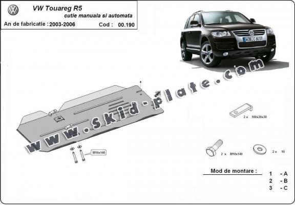 Steel manual and automatic gearbox skid plate for VW Touareg 7L